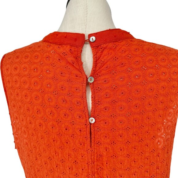 Weekend Suzanne Betro Tunic Top Womens 3X Sleeveless Orange Eyelet - Picture 4 of 7